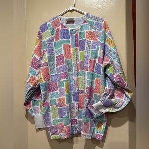Colorful boho scrub top longsleeve